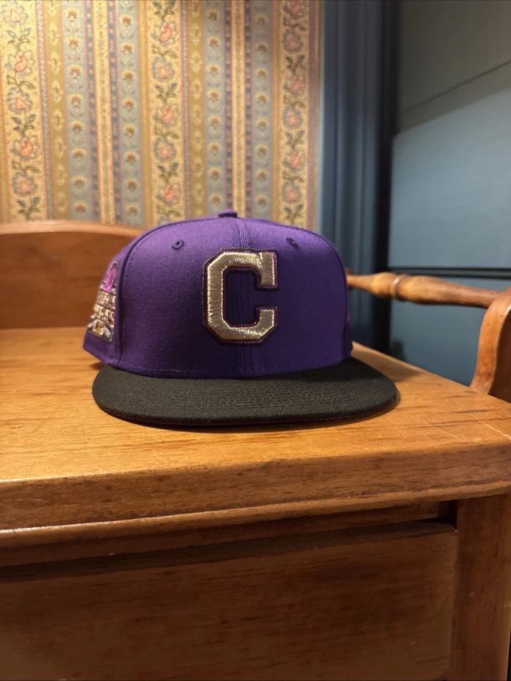 Cleveland Indians Purple/Gold 2016 World Series Patch New Era 59Fifty 7 1/4 NWOT - Image 2 of 3