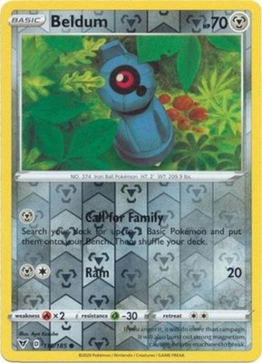 x4 Beldum - 116/185 - Common - Reverse Holo Pokemon SS04 Vivid Voltage M/NM