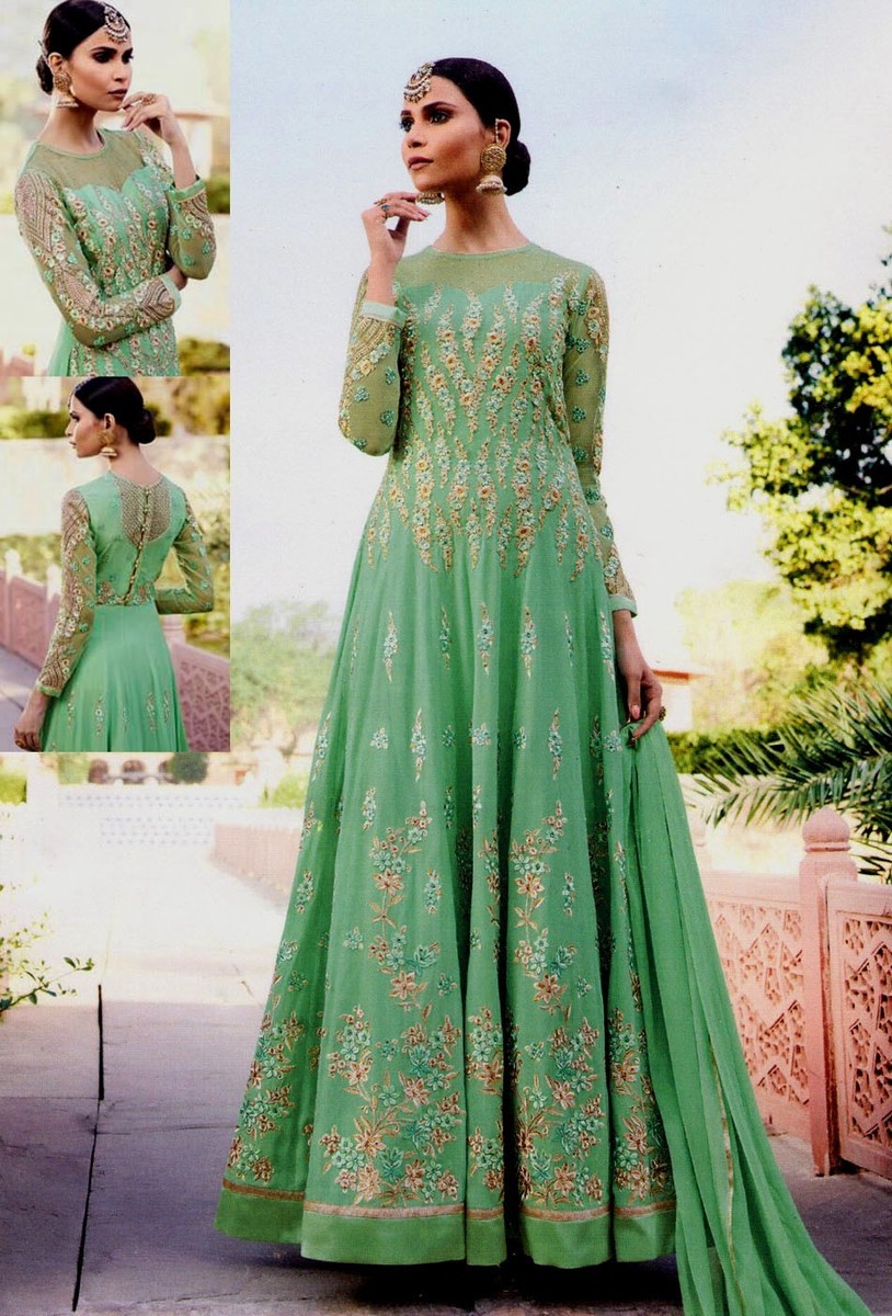 mint green indian dress green indian dress Designer Embellished Mint Green Lehenga Choli Bridal  Dress MEDIUM