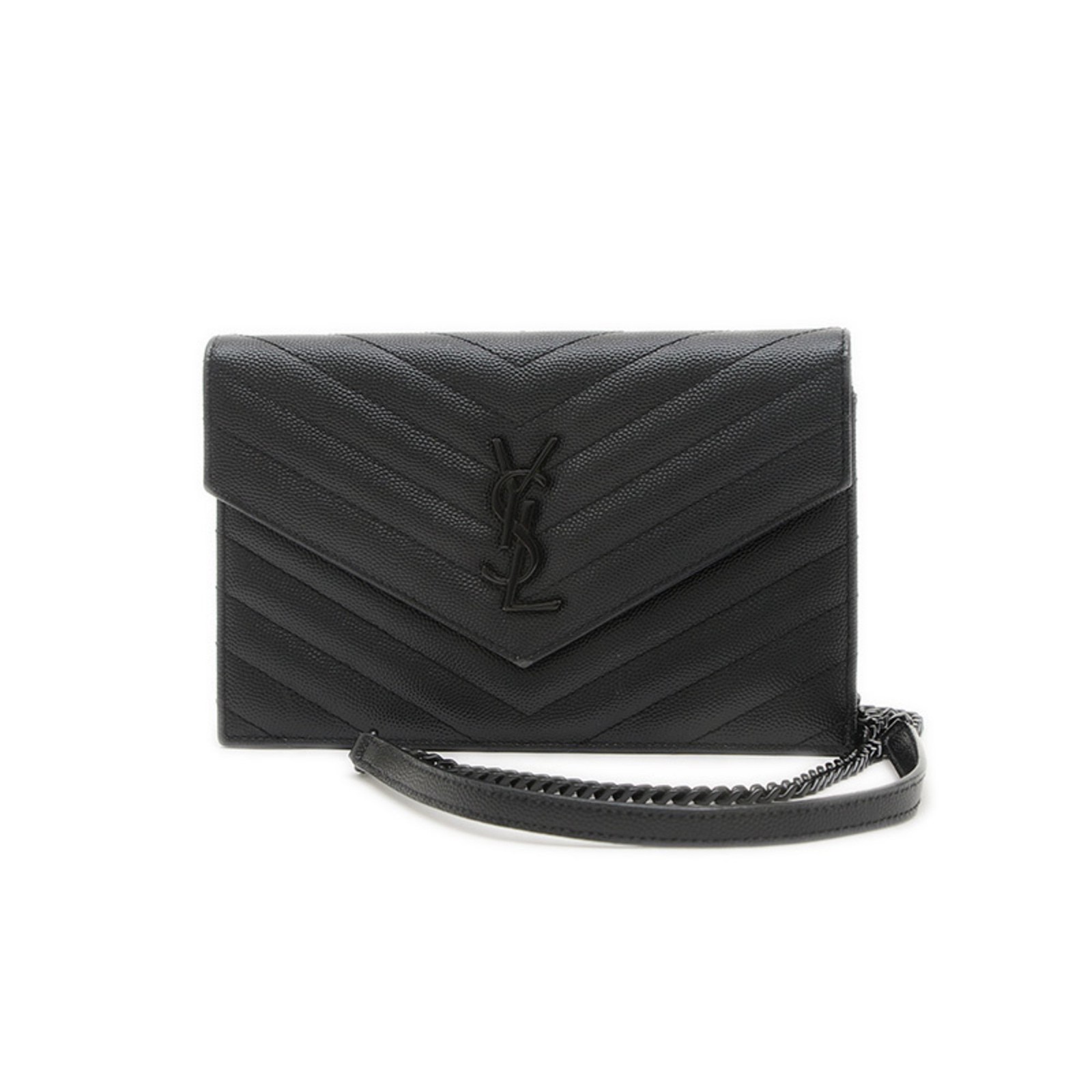 Yves Saint Laurent Paris Monogram Busta Catena Portafoglio Pelle Bl... GZl19pmp