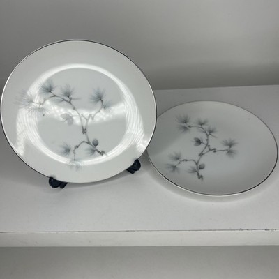 2 Set Meito Amcrest Caroline Pine 6.5'' Bread Butter Plates Fine China Gray Japan