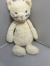 Jellycat Medium Bashful Cream White Kitten Cat with Whiskers