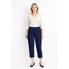 Vintage Talbots Cropped Trousers Woman Petite Classic Fit Navy Blue Pants 14W