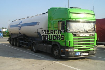 LKW Foto Scania 124L 420 Tankwagen Auflieger Polen grün europgaz, SCHMIDT #c9cv