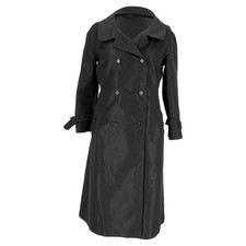 Prada Double Breasted Trench Coat With Pockets In Black Silk Female Black