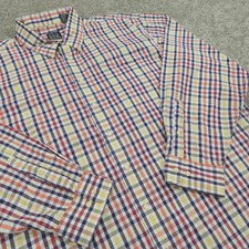 Jos A Bank Dress Shirt Mens XXL Button Down Regular Fit Traveler Glen Check
