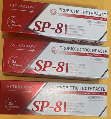(3) AstraGlow SP-8 Probiotic 2X Whitening Toothpaste for Oral Health NEW 3.5 OZ