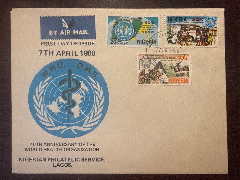 NIGERIA FDC COVER 1988 YEAR WHO OMS  MOBILE CLINIC DOCTORS HEALTH MEDICINE