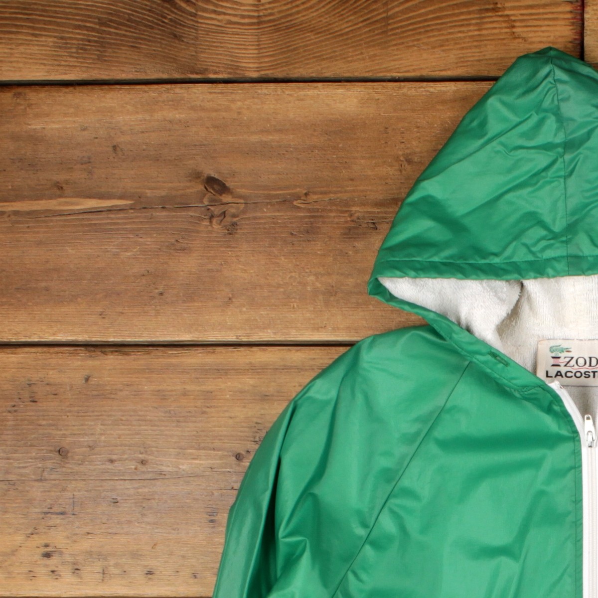 Vintage Izod Lacoste Windbreaker Jacket M Mens 80s Green Nylon Hood Lined Preppy thumbnail 6