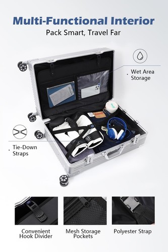 HotWay Carry On Luggage with Aluminum Frame, 20 Inch PC Hard Shell Suitcase w... - Picture 5 of 6