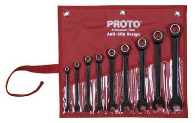 Stanley Proto JSCR-9S Proto 9PC Black Chrome Non-Rev Combo Ratcheting Wrench