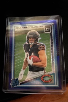 2025 Panini DonrussRated Rookie Colston Loveland 310 Optic PreviewBlueScopePrizm