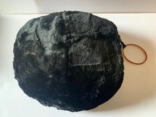 Vintage Fur Mink Hand Muff Dark Brown/Black With Tortoise Handle