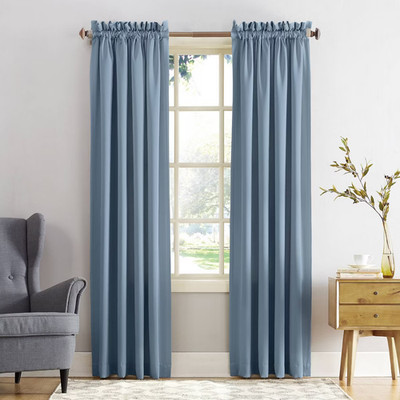 54''x84'' Sun Zero Room Darkening Seymour Rod Pocket Curtain Panel Vintage Blue