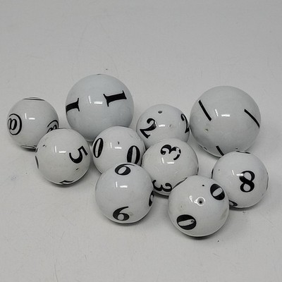 Ceramic decorative balls 10 Numbers/Symbols White 1'' - 1.5''