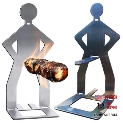 2PCS Stainless Steel BBQ Hot Dog Holder, Funny Sausage Roaster Stand Rack, 