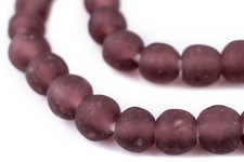 Purple Recycled Glass Beads 14mm Ghana African Sea Glass Round Large Hole