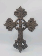 Fleur De Lis Cast Iron Cross Wall Decor