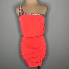 City Triangles One Shoulder Dress Small Blouson Bodycon Mini Rhinestone Sequin