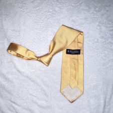 Brooks Brothers Makers Gold Solid Silk Men's Tie Classic Woven Silk Made in USA