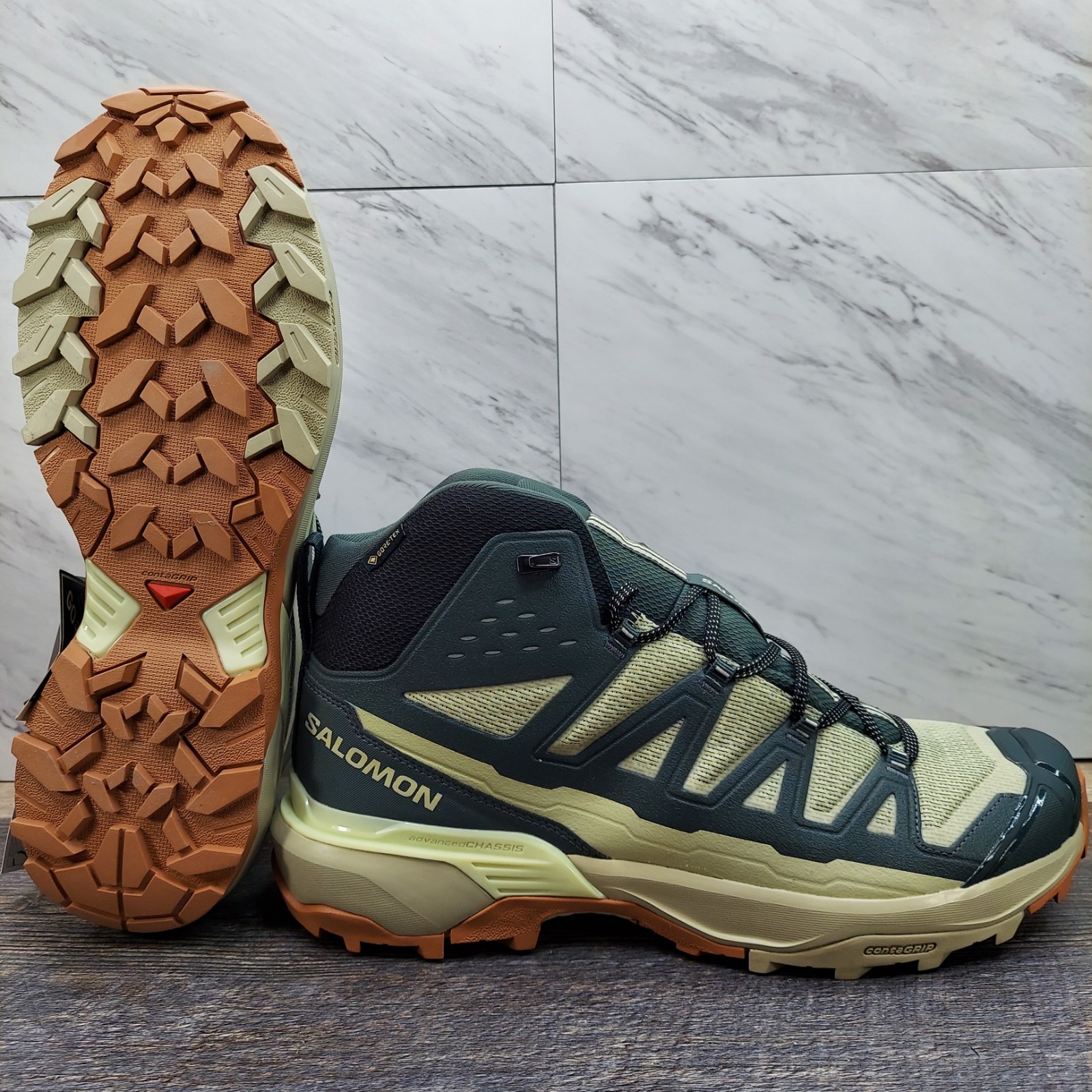 Scarpe da trekking Salomon X Ultra 360 Edge Mid GTX verdi misura 11 5 impermeabili