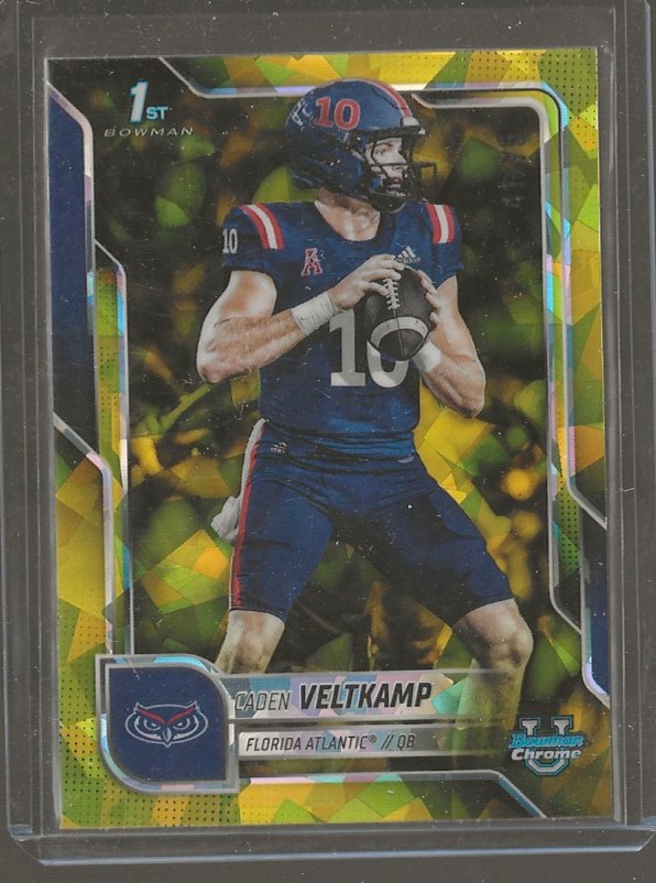 2025 Bowman Chrome University Caden Veltkamp 1st Yellow Sapphire /75 #41 FAU