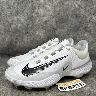 Nike Alpha Huarache Elite 4 Low Baseball Cleats Men 9 White Grey Black Metal