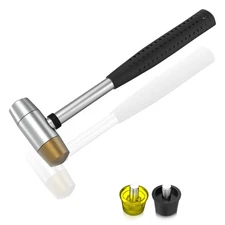 Nylon and brass multifunctional hammer, 4 interchangeable tips, 25mm double h...