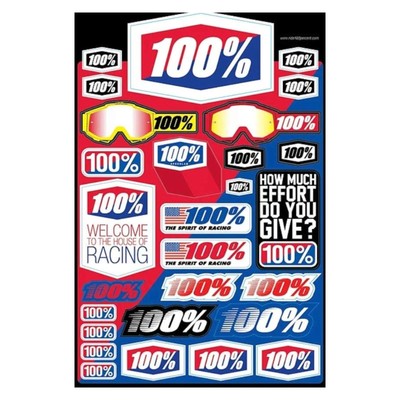 100% Aufkleber Set Decal Kit 12'' x 18''  Sticker Bogen Logo MX MTB Bike