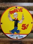 VINTAGE POPEYE PORCELAIN SIGN OLD SODA SAILOR BEVERAGE COLA POP DRINK CARTOON