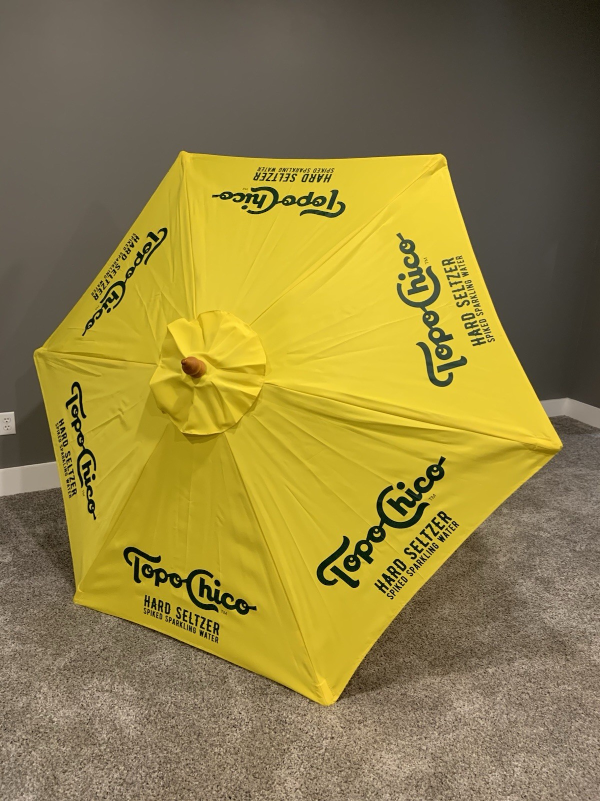 Topo Chico Seltzer Beer Patio Market Umbrella Canvas w/ Wood Post 8' T NEW