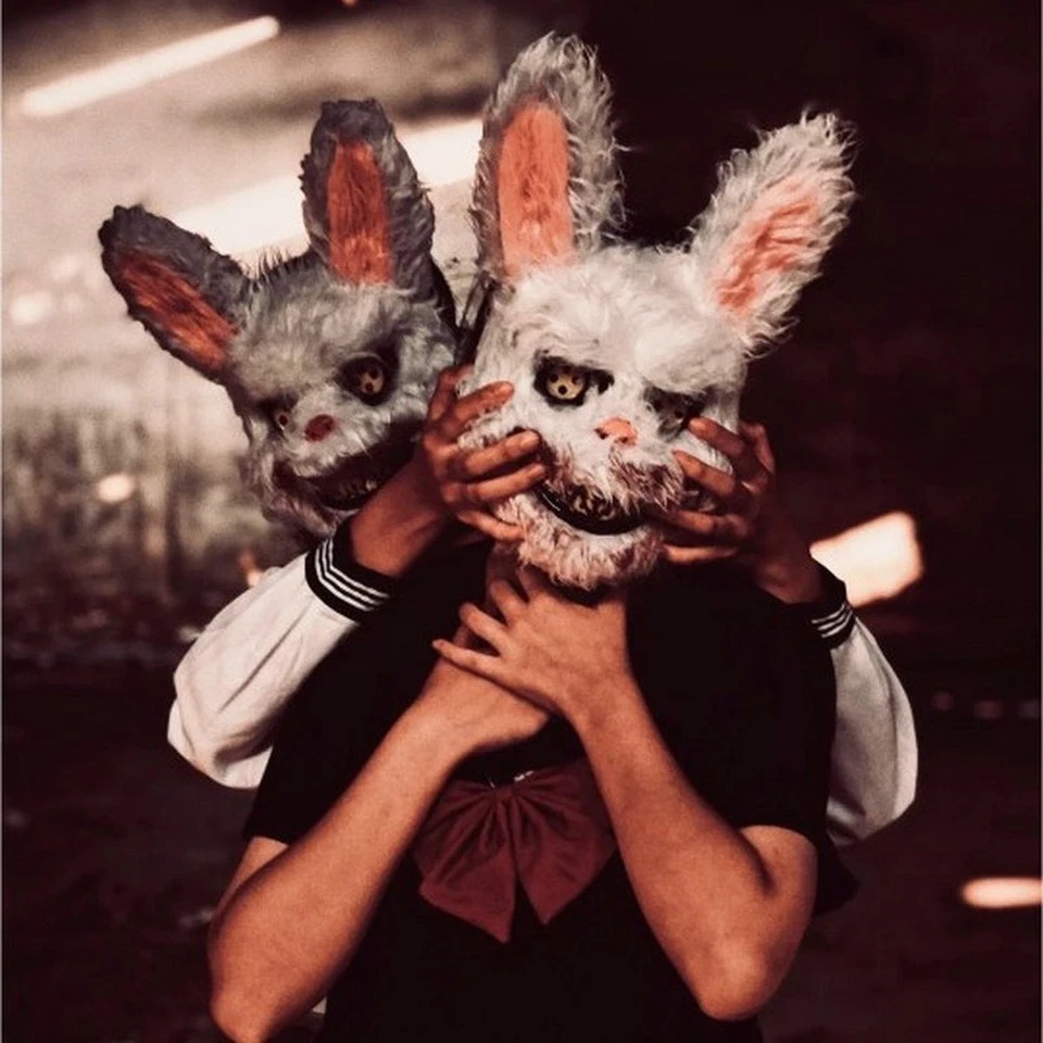 Creepy Bloody Killer Rabbit Bunny & Bear Mask Furry Halloween Cosplay Prop - Image 2 of 4