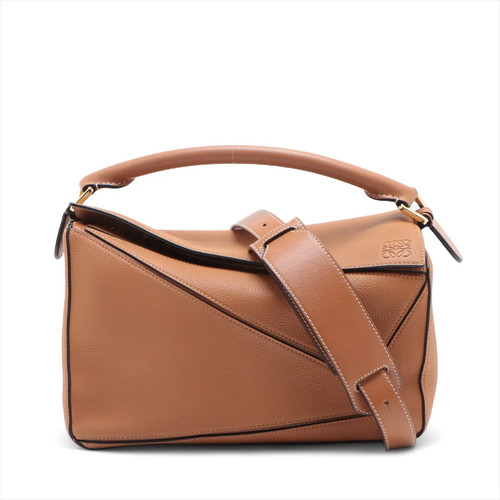 Loewe Puzzle Medium Leather 2 Way Handbag Brown