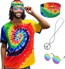 NEW XonyiCos Hippie Costume For Men Womens 60s-70s Size M