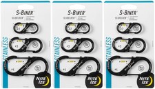 Nite Ize 3-Pack S-Biner SlideLock S.S. Carabiners 2 3 4 - Black 3-Pack 