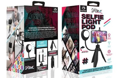 Premier Accessory Group PSELF01BK Portable Smartphone Tripod W/led