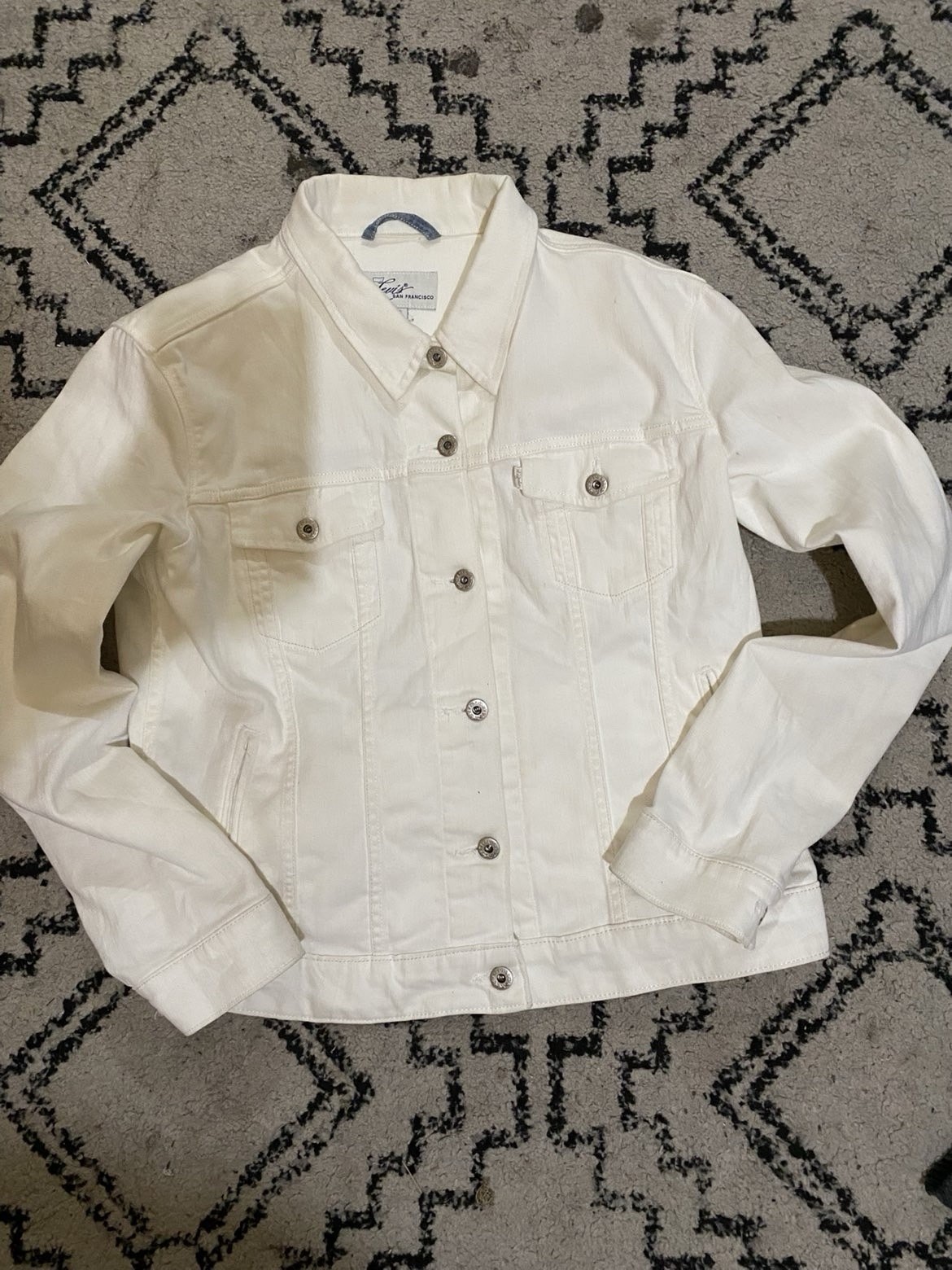 Universal Thread White Button Front Collared Deni… - image 1