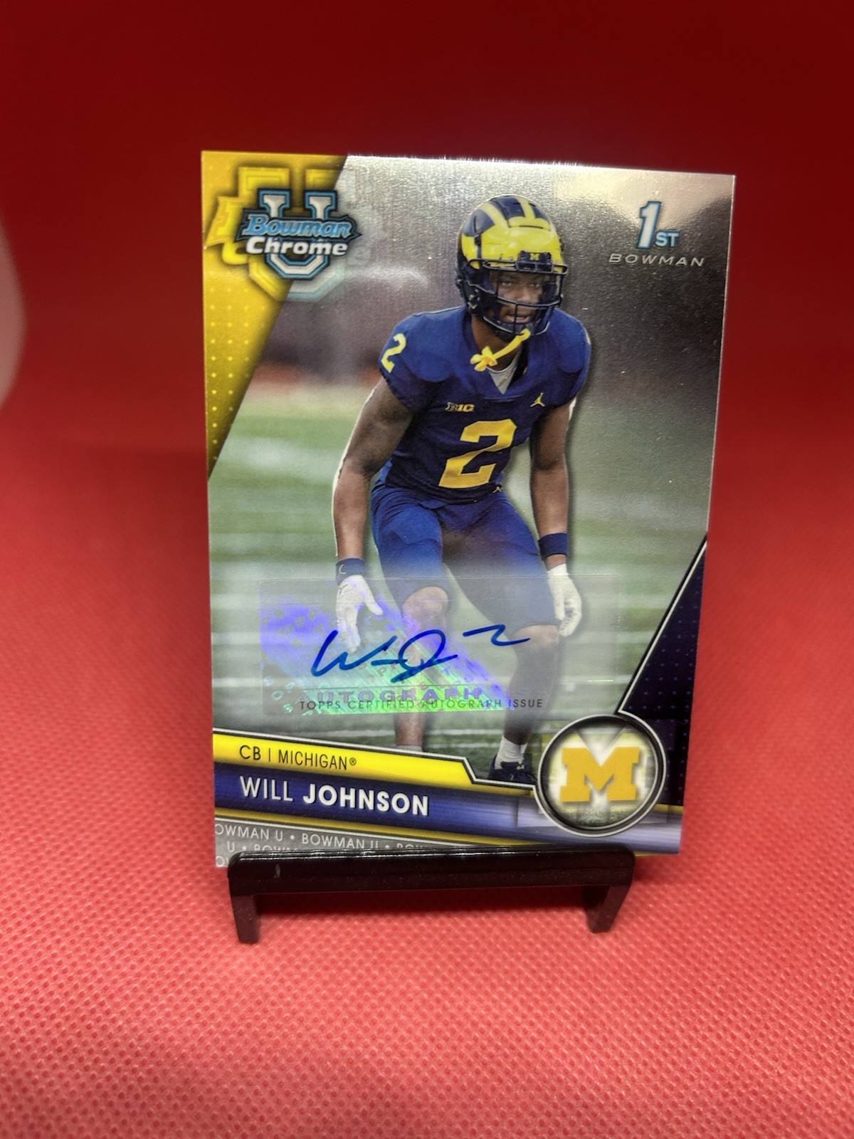 Will Johnson 2023 Bowman Chrome U 1st Auto Michigan Cardinals