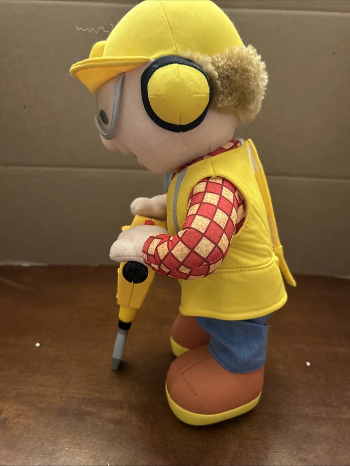 2001 Bob The Builder 12" inch Talking Jack Hammer Toy Plush Hasbro Works - Image 4 of 4