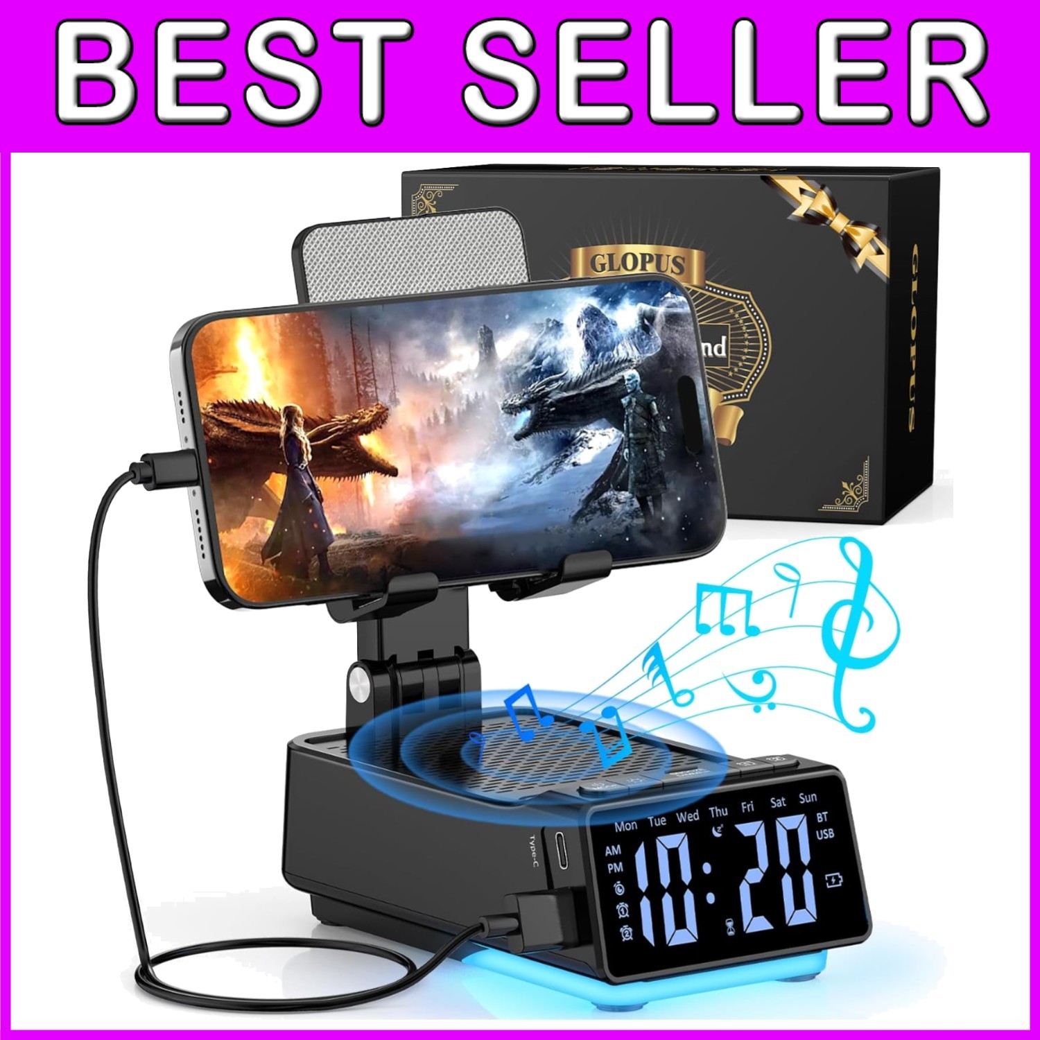 6-in-1 Bluetooth Speaker & Phone Stand: Perfect Gift for Men