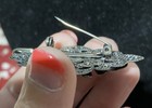 Vintage Silver Tone Brooch, Cat Playing In Nature. 2 X 1.25 Inches — photo 8