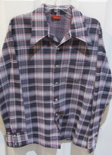 Vintage 70s 1970s Kings Road Sears Plaid Shirt Knit men's XL time capsule