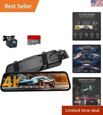 4K Rear View Mirror Camera, 10'' 4K Mirror Dash Cam with 1080P Backup Camera,...