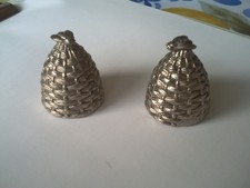 Metal Bee On Beehive Salt And Pepper Shakers