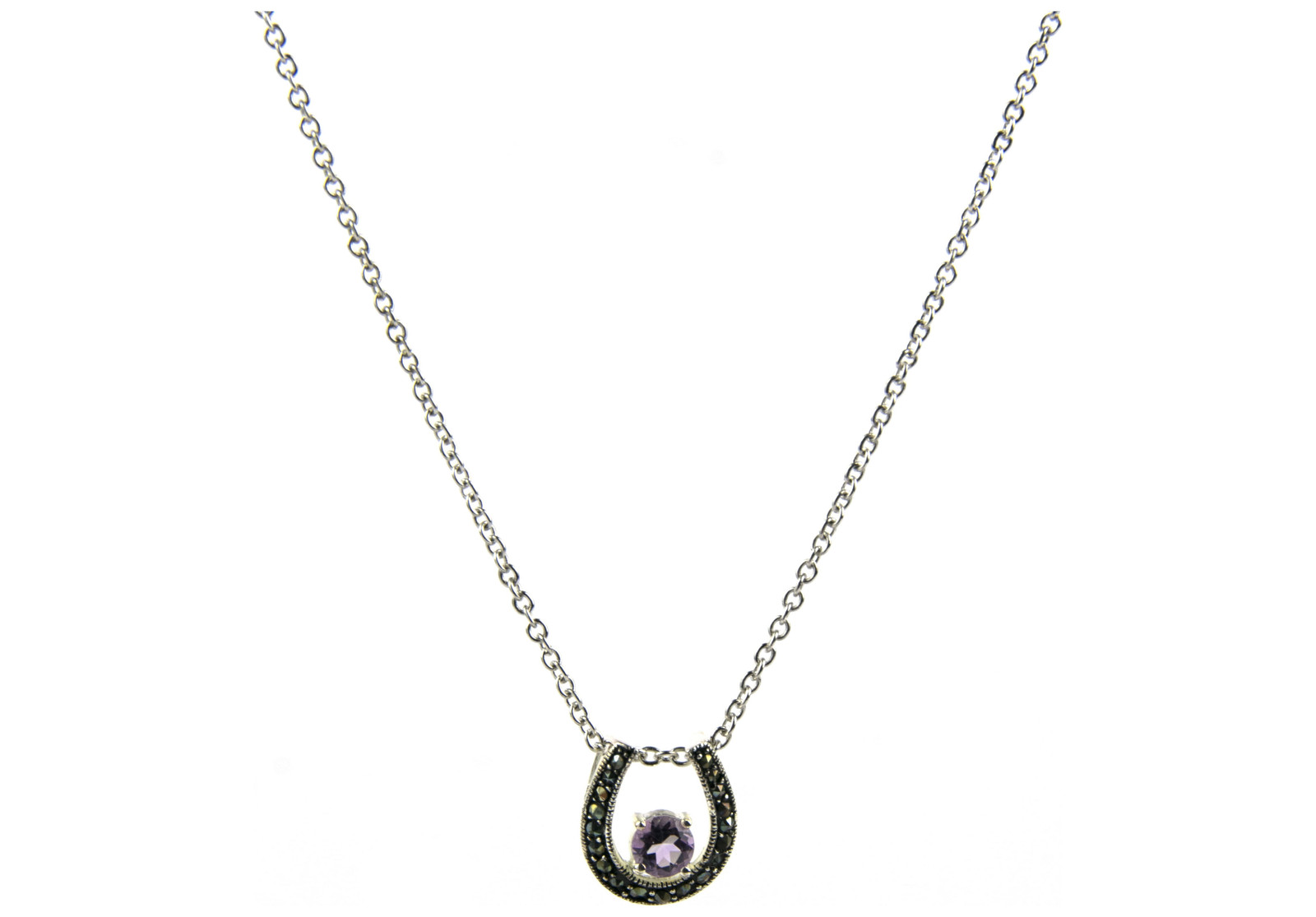 Женская подвеска в виде подковы из натурального аметиста и марказита и 21 комплект колье 2490₽