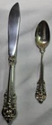 Wallace Sterling Grand Baroque Demitasse Spoon 4 1/8 inch & Knife 6 inch VGC