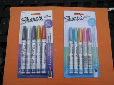 New - Sharpie 5 Extra Fine Water Based  & 5 Fine Oil Based Paint Markers = 10