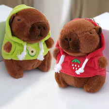 Cute Capybara Plush Keychain 12cm Soft Bag Charm Green Red 2 Color Options