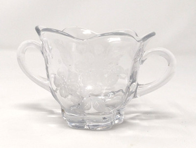 Duncan Miller Clear Etch Floral Open Sugar Bowl With Handles