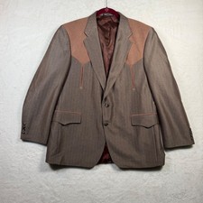 Vintage Sheplers Circle S Western Sport Coat Blazer 42R Brown USA Cowboy Ranch